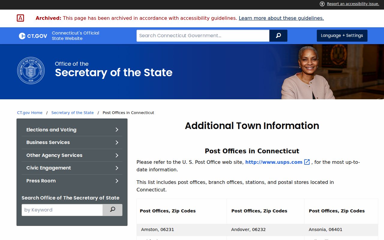 Norwich ZIP Code Directory postal Connecticut post office list