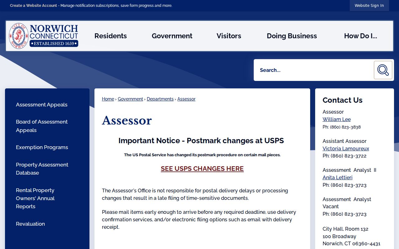 Norwich residents directory assessor office property records