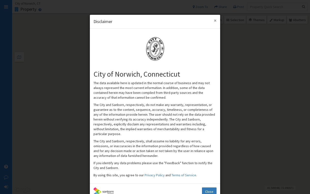 Norwich street directory MapGeo parcel viewer