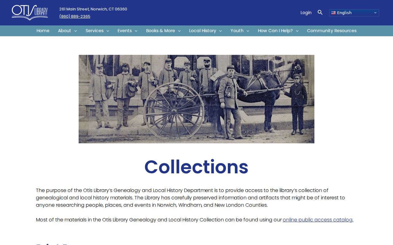 Norwich city directory collections in the Otis Library genealogy room