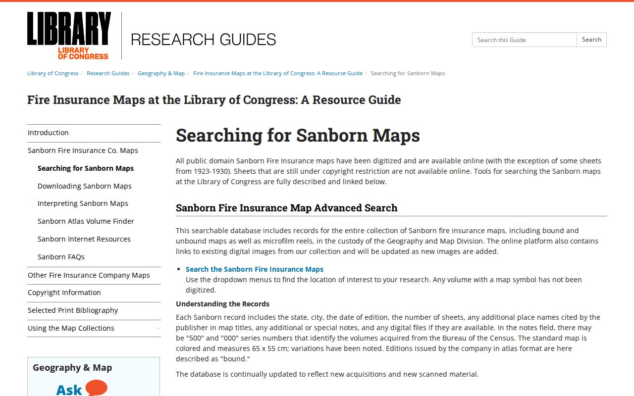 Norwich previous residents research with a Sanborn fire-insurance map search guide